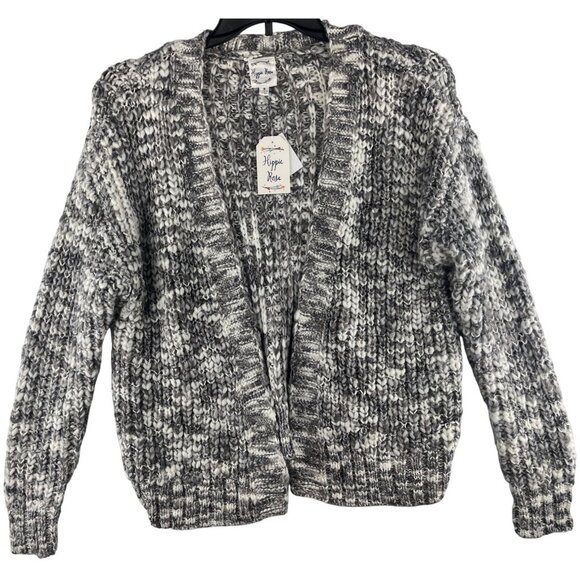 Hippie Rose White Gray Combo Knit Cardigan Sweater Small - Picture 1 of 13